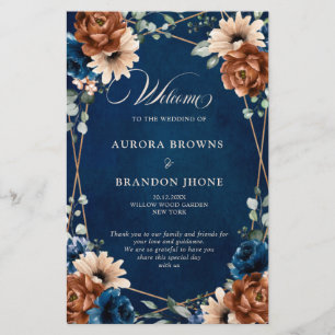 Programme de mariage géométrique bleu bleu de la M