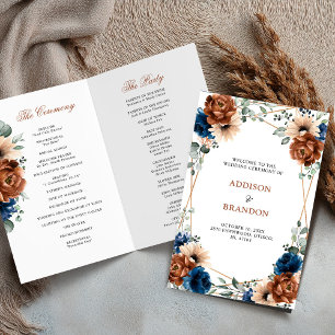 Programme de mariage géométrique bleu bleu de la M