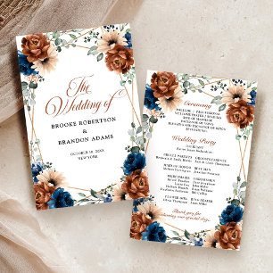 Programme de mariage géométrique bleu bleu de la M