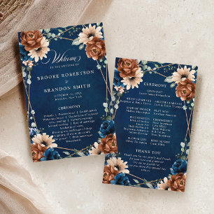 Programme de mariage géométrique bleu bleu de la M