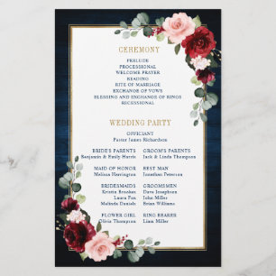Programme de mariage géométrique Blush de la marin