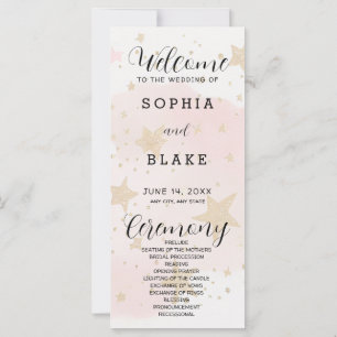 Programme de mariage Gold, Blush & Off White Stars