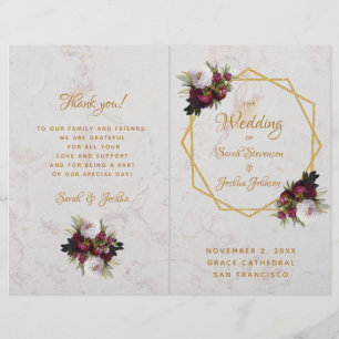 Programme de mariage Gold Bourgogne Marbre blanc P