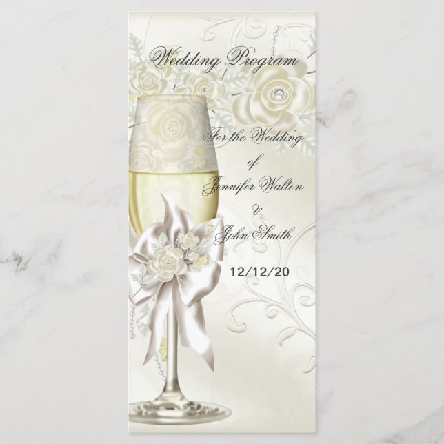 Programme de mariage Gold Cream Pearl Roses florau (Devant)