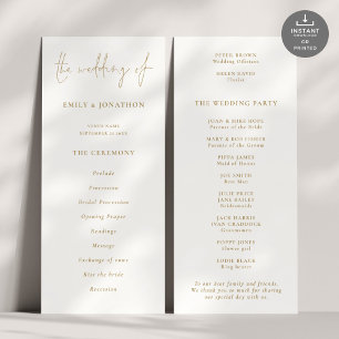 Programme de mariage Gold Script moderne