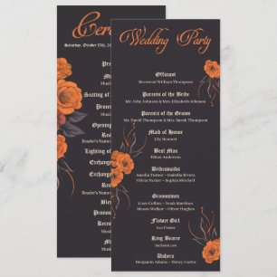 Programme de mariage gothique minimaliste à fleurs