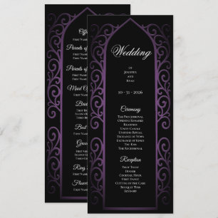 Programme de mariage gothique noir et violet orné