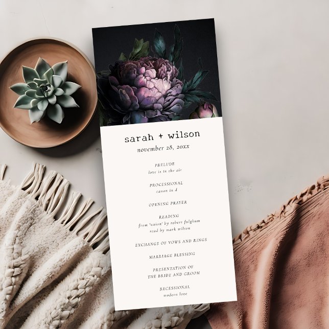 Programme de mariage gothique noir violet de pivoi (Créateur téléchargé)