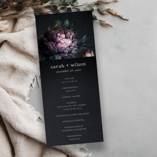 Programme de mariage gothique noir violet de pivoi (Créateur téléchargé)