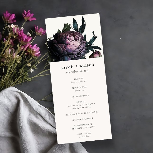 Programme de mariage gothique noir violet de pivoi (Créateur téléchargé)