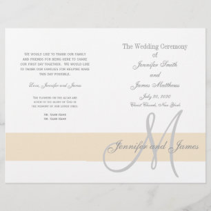 Programme de mariage gris champagne   Monogramme