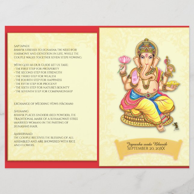 Programme de mariage hindou indien Ganesha (Devant)