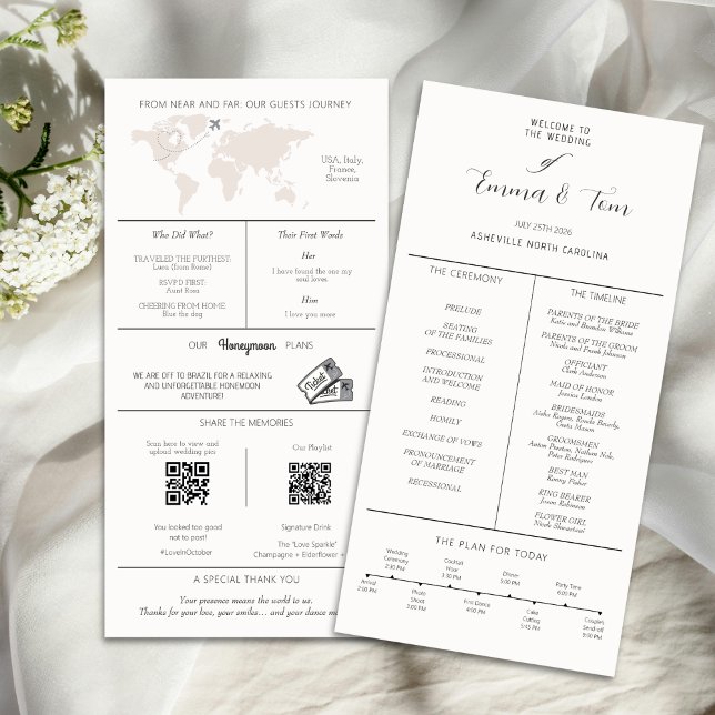 Programme de mariage infographique Durée Moderne (Infographic Wedding Program Time Line Modern)