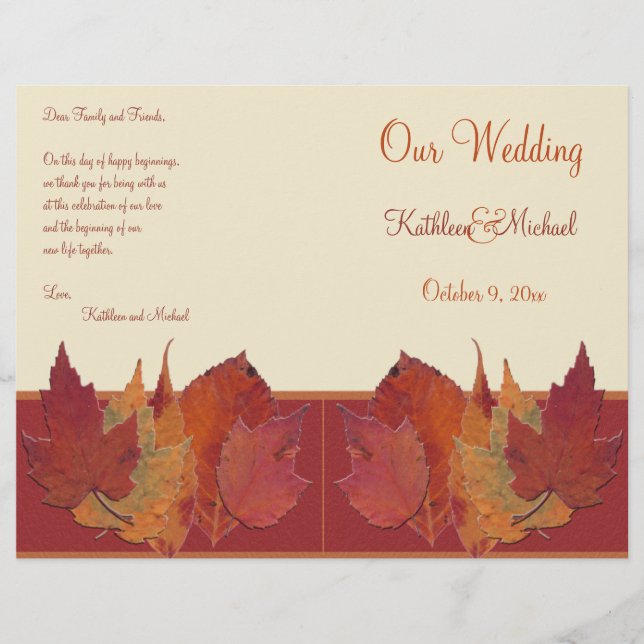 Programme de mariage Leaves II Automne (Devant)