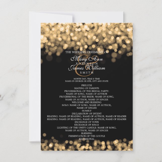 Programme de mariage lumières dorées (Devant)