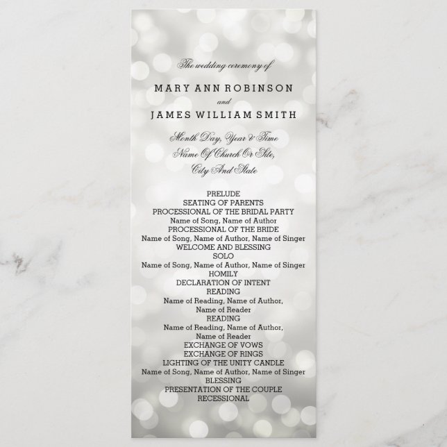 Programme de mariage Lumières Parties scintillant  (Devant)