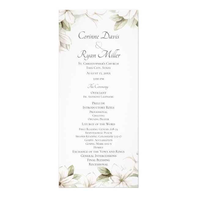 Programme de mariage Magnolias (Devant)