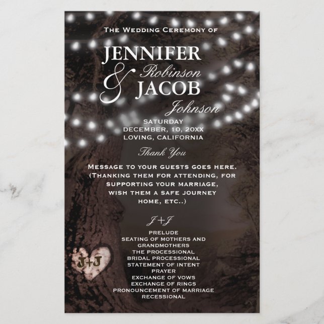 Programme de mariage | Mariage campagnard rustique (Devant)