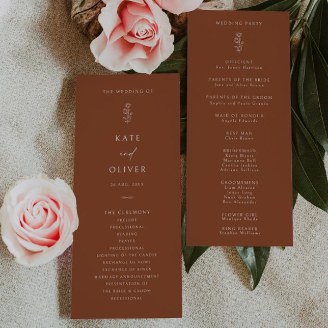 Programme de mariage minimal en terre cuite brûlée (Créateur téléchargé)