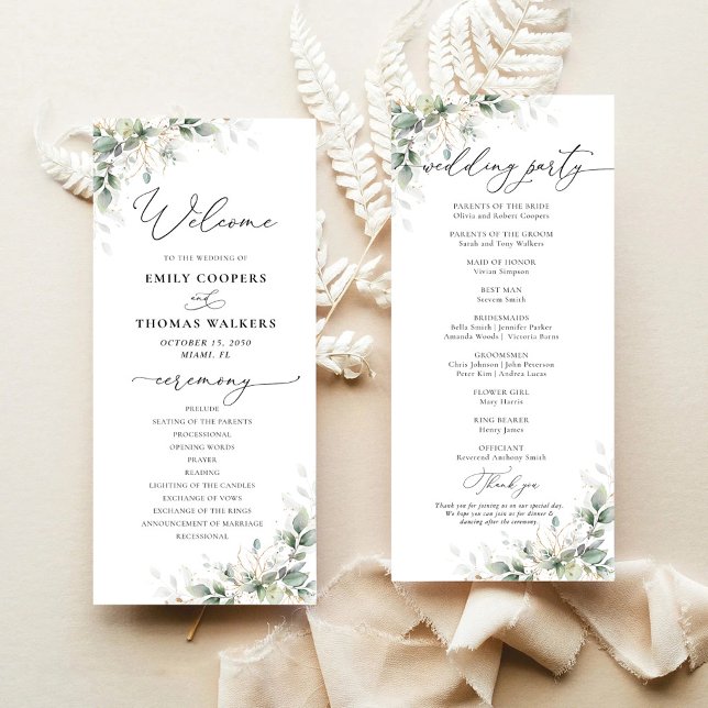 Programme de mariage minimal Eucalyptus (Créateur téléchargé)