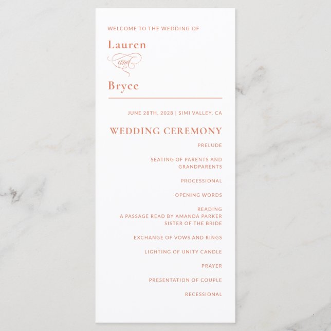 Programme de mariage minimal pour les agrumes blan (Devant)