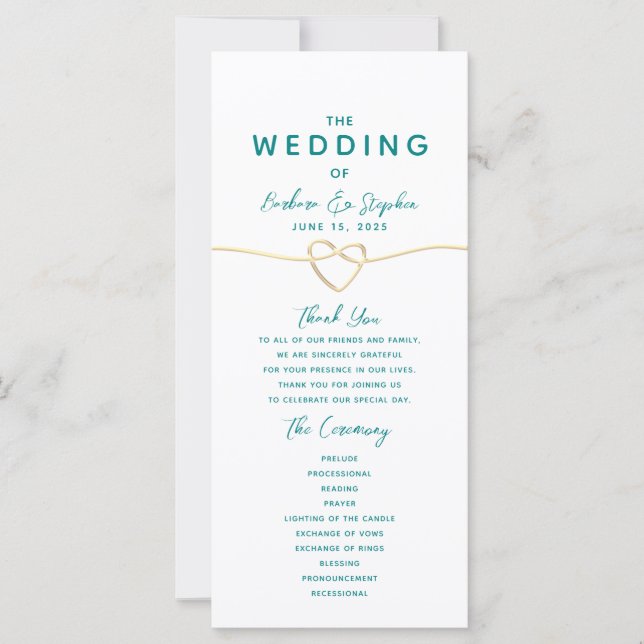 Programme de mariage minimaliste à script moderne (Devant)