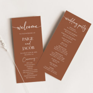 Programme de mariage minimaliste Brown Boho