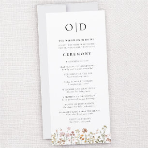 Programme de mariage minimaliste de typographie fl