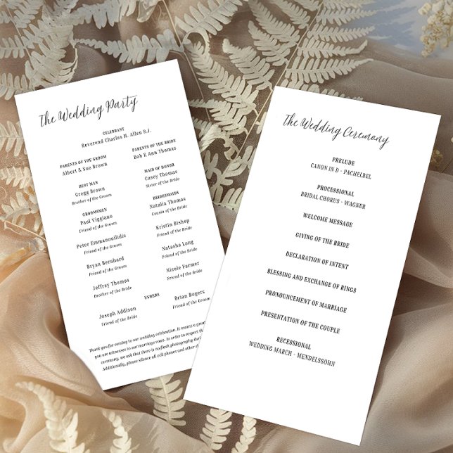 Programme de mariage minimaliste élégant (Créateur téléchargé)