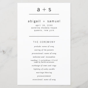 Programme de mariage minimaliste moderne avec mono