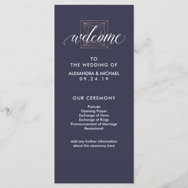 Programme de mariage minimaliste moderne géométriq (Devant)