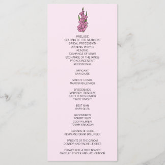 Programme de mariage minimaliste rose gladiolus