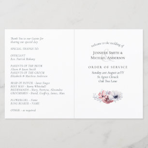 Programme de mariage Modèle Ordre de service