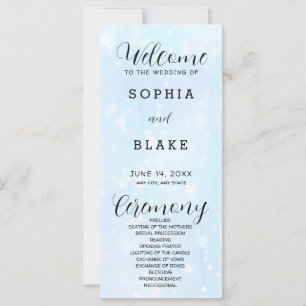 Programme de mariage moderne bleu clair et blanc