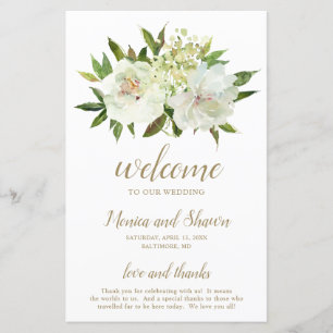 Programme de mariage moderne élégant floral or bla