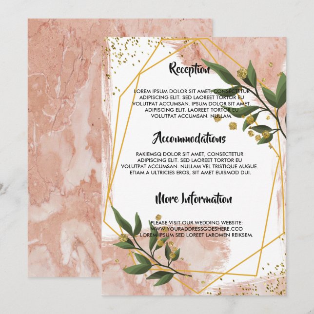 Programme de mariage moderne Gold Frame Ivory Gree (Devant / Derrière)