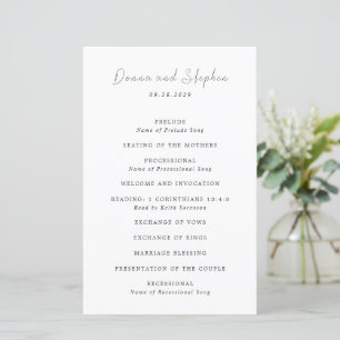 Programme de mariage moderne noir et blanc épuré