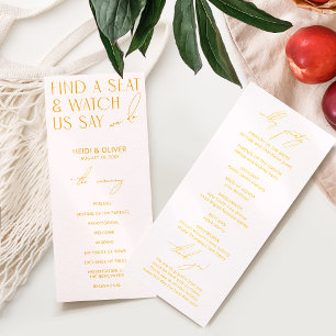 Programme de mariage moderne rose et jaune