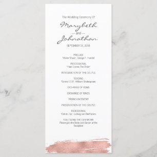 Programme de mariage moderne Rose Gold Brushstroke
