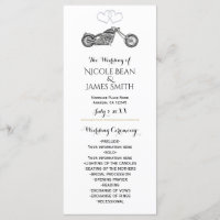 Programme de mariage motard cœurs argentés et moto