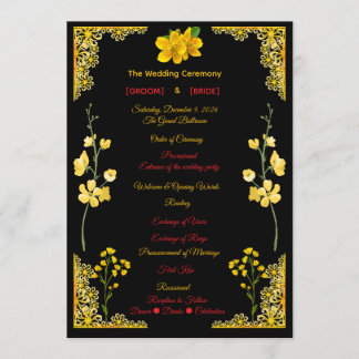 Programme de mariage noir et or
