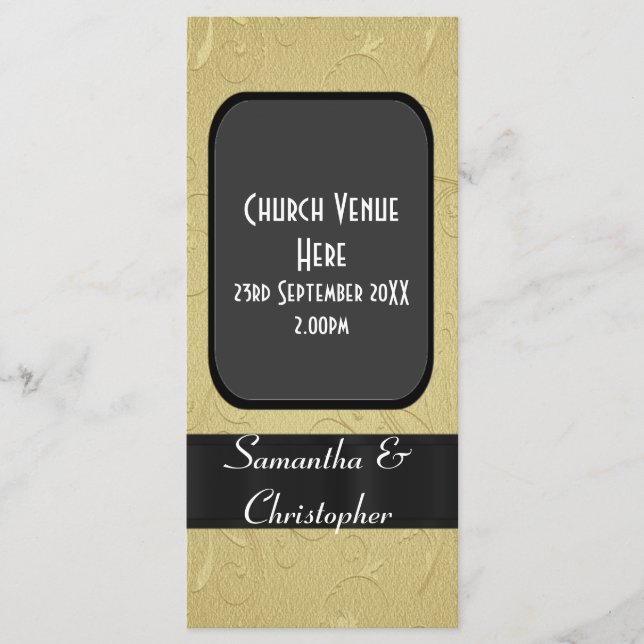 Programme de mariage noir et or (Devant)