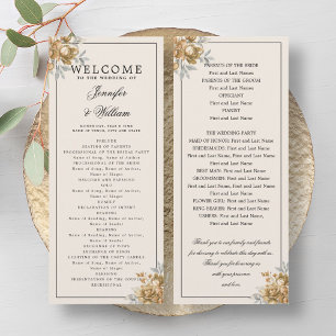 Programme de mariage or floral rustique naturel