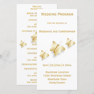 Programme de mariage Or Papillons Conception