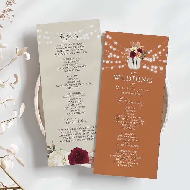 Programme de mariage orange terracotta (Créateur téléchargé)