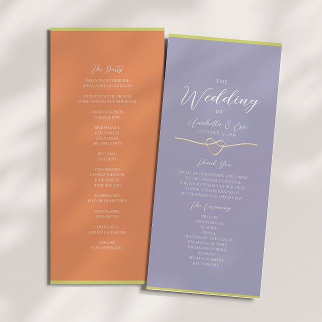 Programme de mariage Orange Violet Citron Vert (Créateur téléchargé)