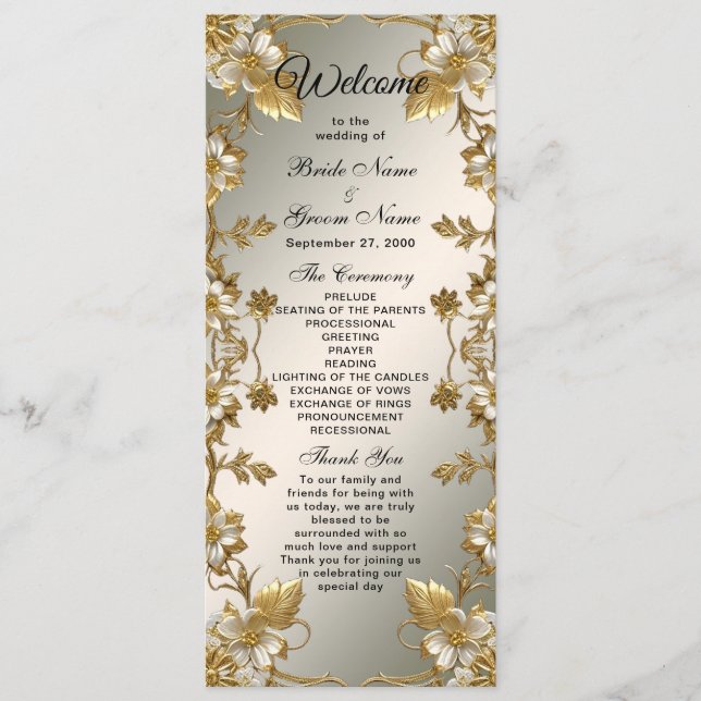 Programme de mariage Ornate Floral Blanc (Devant)