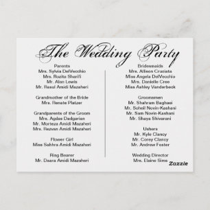 Programme de mariage, page 1 de 2.