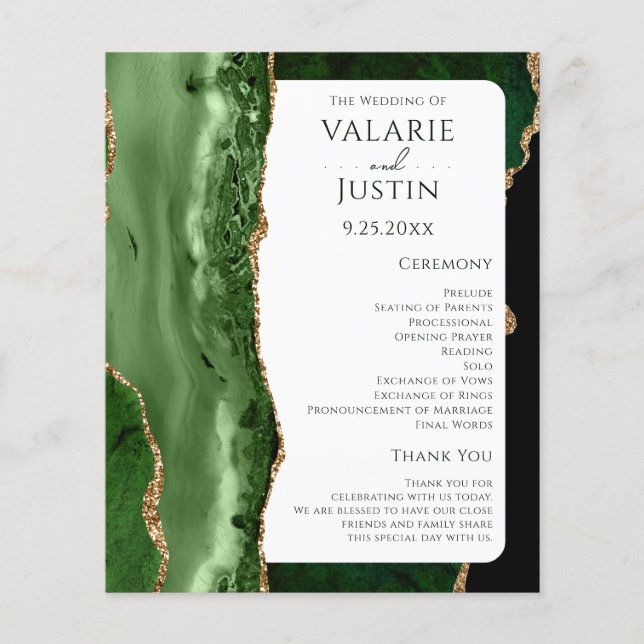 Programme de mariage pailleté émeraude de budget (Devant)