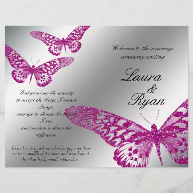 Programme de mariage papillon Parties scintillant  (Devant)